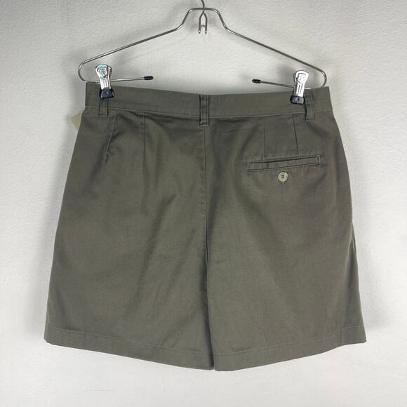 Vintage 90s Cenza Olive green Pleated Trouser Shorts Utility Women's 12 Fits 8 - Picture 2 of 11
